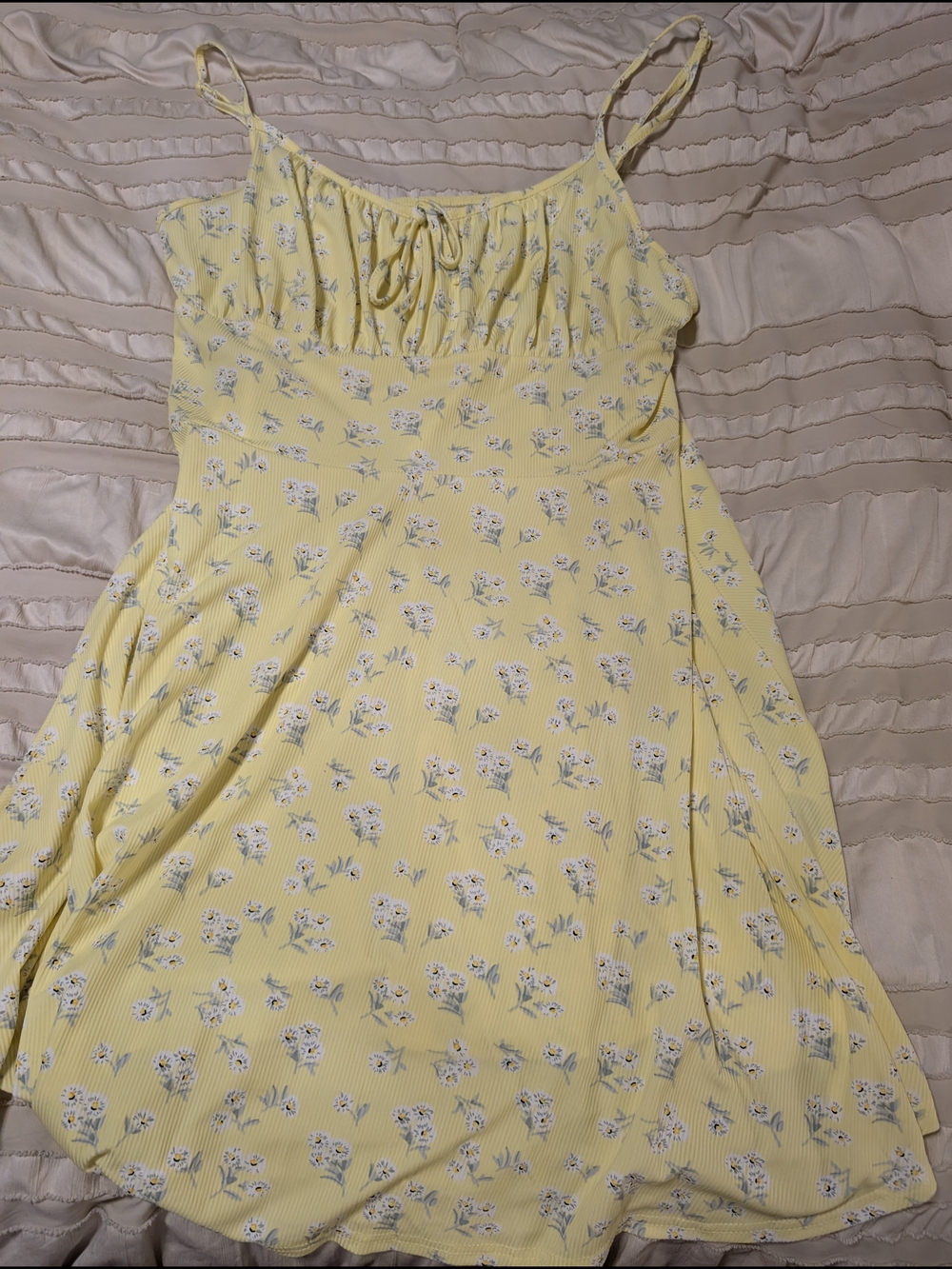 SHEIN Yellow Floral Spaghetti-Strap Mini Dress